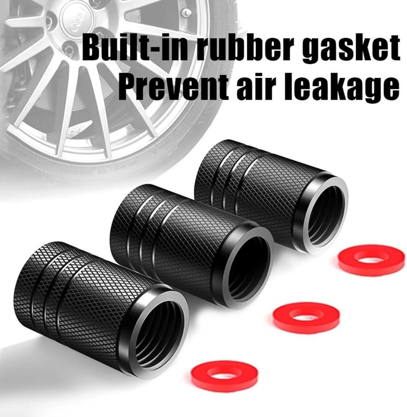 IJUSHND Tire Valve Stem Caps tire Valve Covers Valve stem Covers Black 5 pcs/Pack Anodized Aluminum Tire Valve Cap Set Corrosion Resistant Universal Stem Covers for Cars Trucks Motorcycles SUVs and Bikes - Image 2